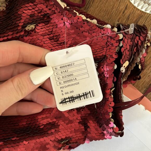 Free People Seeing Double Sequins Red/Rouge Dress Small NWT NEW YEARS DRESS - Picture 2 of 6